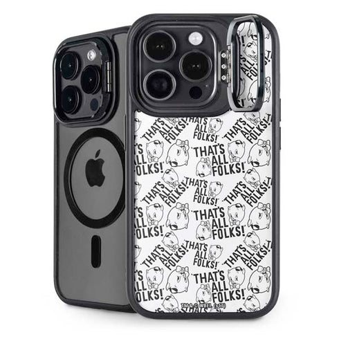 Looney Tunes Porky Pig Black and White iPhone 16 Pro Kickstand Case